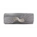 Evening Bag - Pleated Satin w/ Rhinestone Charm Accent - Gray - BG-92199GY